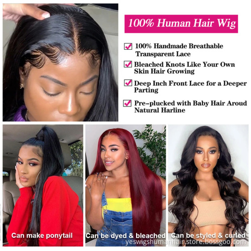 Raw Indian Virgin Natural Human Hair Lace Front Wig For Black Women Yeswigs HD Full Lace Frontal Closure Wig Human Hair Vendor